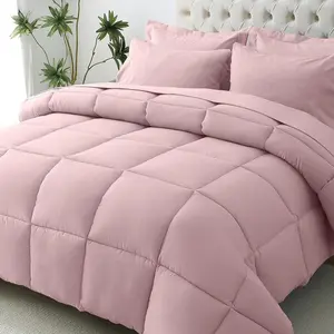 Queen Comforter Set,-Soft Bed in a Bag Queen Size 7 Pieces, Oeko-TEX Certified Bedding Set with Down Alternative Comforter, Sheets, Pillowcases & Shams, Camio Pink