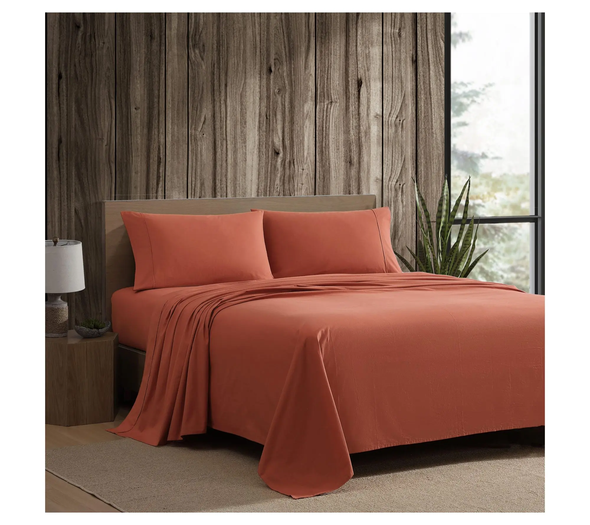 Eddie Bauer Deep Orange Cotton Percale Queen Sheet Set Eddie Bauer Deep Orange Cotton Percale Queen Sheet Set