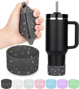 2PCS Silicone Glitter Neon Stanley Cup & Hydroflask Boot Protectors - 12-24oz & 20-40oz, Avoid Scratches & Noise