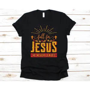 Men's Christian faith and devotion to Jesus Christ, emphasizing spiritual commitment during the fall season Graphic T-Shirt - Short Sleeve Crew Neck Regular Fit Casual Wear | Soft & Breathable Fabric, Durable Print, Everyday Comfort, Machine Washable,