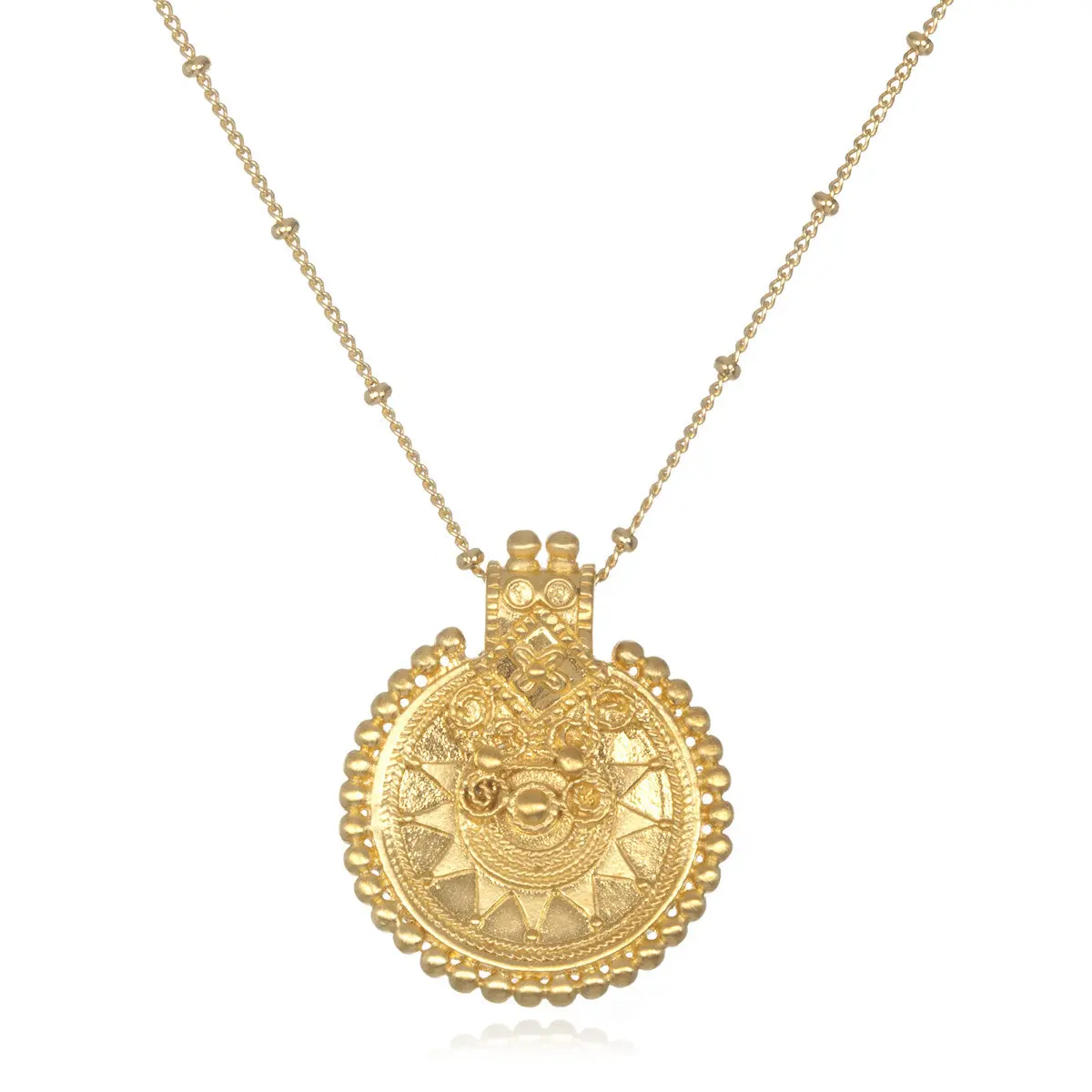 Satya Jewelry 18kt Gold-Plated Brass Intricate Mandala Gold Pendant Necklace, Thai Handcrafted Costume Fashion Accessory, Stylish Accessories, Daily Wear Necklace, 24X29mm, 18Kt Gold Plate