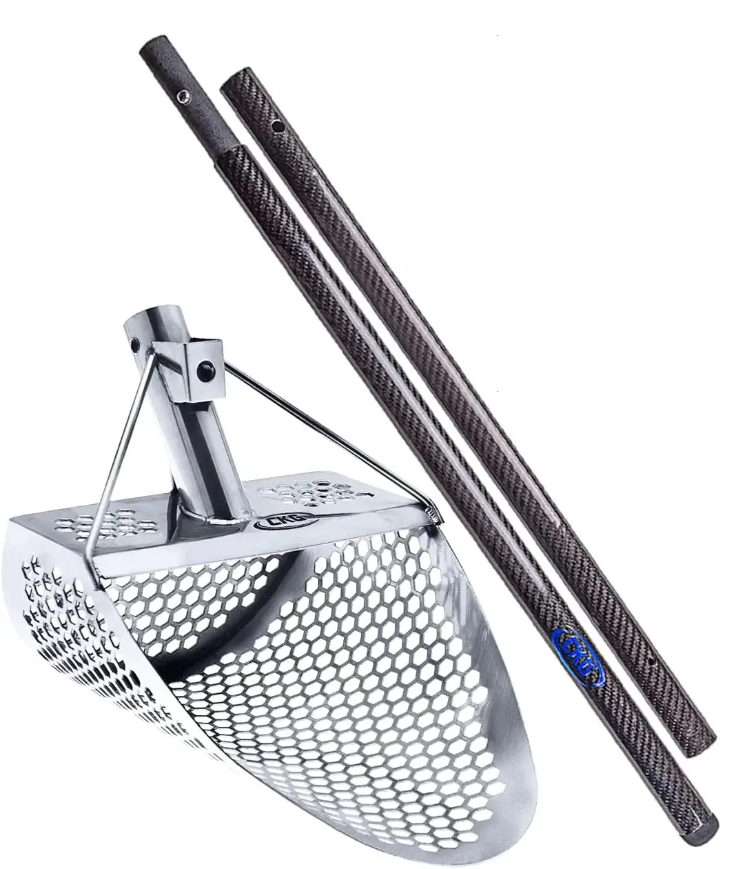 CKG SAND SCOOPS HEX-10 SCOOP WITH CARBON FIBER TRAVEL SAND SCOOP POLE HANDLE FOR METAL DETECTING
