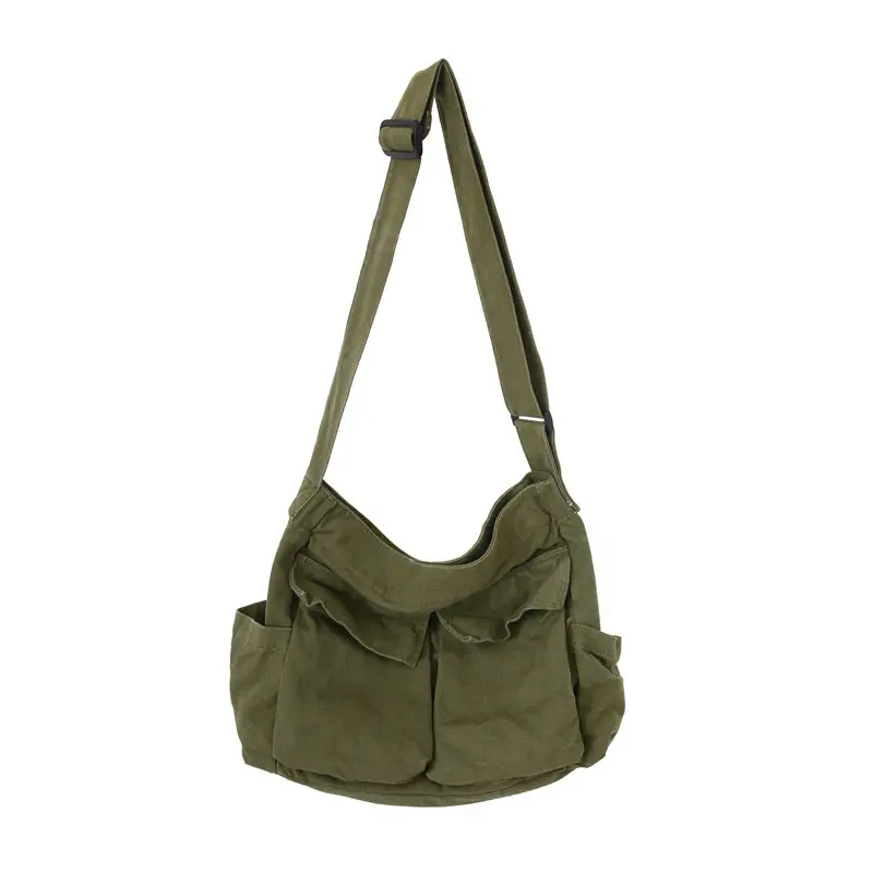 Canvas Messenger Bag Large Hobo Bag Crossbody Shoulder Bag Tote Bag with Pocket for Women and Men