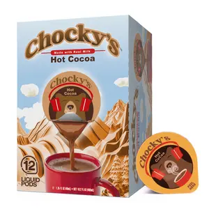 Chocky's Hot Chocolate Concentrate Single Serve Liquid Pods by Java House, Peel and Pour, Hot Chocolate, 12 Count Chocky's Hot Chocolate Concentrate Single Serve Liquid Pods by Java House, Peel and Pour, Hot Chocolate, 12 Count