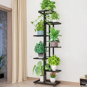 GARVEE 7-Tier Plant Stand, 126cm Tall, Metal Indoor/Outdoor Flower Rack, Multi-Tiered Plant Ladder, Corner Shelf for Garden and Balcony Decoration, Available in Dark Gray and White Colors.