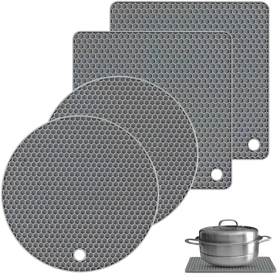 4 Pack Silicone Trivet Mats Heat Resistant Pot Holders Multipurpose Non-Slip Hot Pads