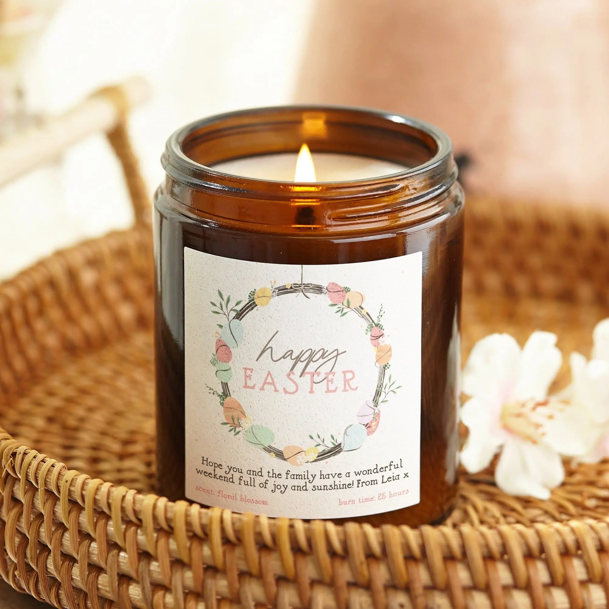 Easter Gift, Personalised Easter Gift Idea, Easter Wreath Candle Gift