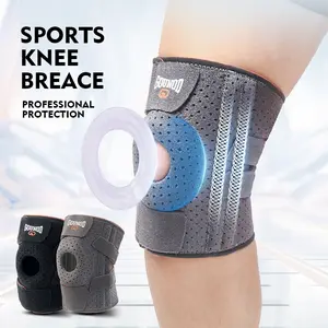 4 Spring Knee Brace with Patella Silicone Ring, Adjustable Compression Knee Support with 4 Straps, Anti-Slip Breathable Knee Pad for Running, Basketball, Gym (Men & Women) #Summervibes Neoprene Knee Sleeve Leg Band