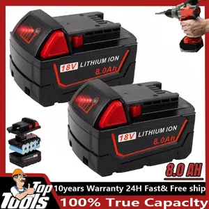2PCS For Milwaukee For M18 8.0 AH Extended Capacity Battery 18V 48-11-1840