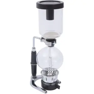 Vacuum Coffee Pot, 5 Cups(500ml), Siphon Syphon Coffee Maker, Borosilicate Glass, Stainless Steel, Black