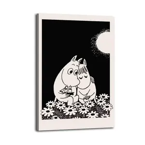 Moomin - In Love Print Wall Decor Art,Canvas Poster, Artistic Poster for Bathroom, Bedroom, Kitchen and Living Room, and A Funny Decor For Home