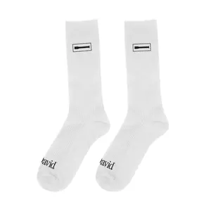 David Protein White Mid-Calf Socks - Menswear and Womenswear - One Size Fits All Aesthetic Athletic Casual Minimalist