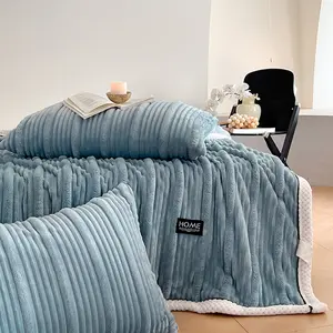 Striped Flannel Fleece Blanket - Ultra-Soft, Solid Color, Lightweight, White Blanket, King Sizes, Classic Stripe Pattern, Multi-Color, Ideal for Bed, Couch, Travel, Camping, All Seasons, Home Bedroom Decor,gifts for valentine's day