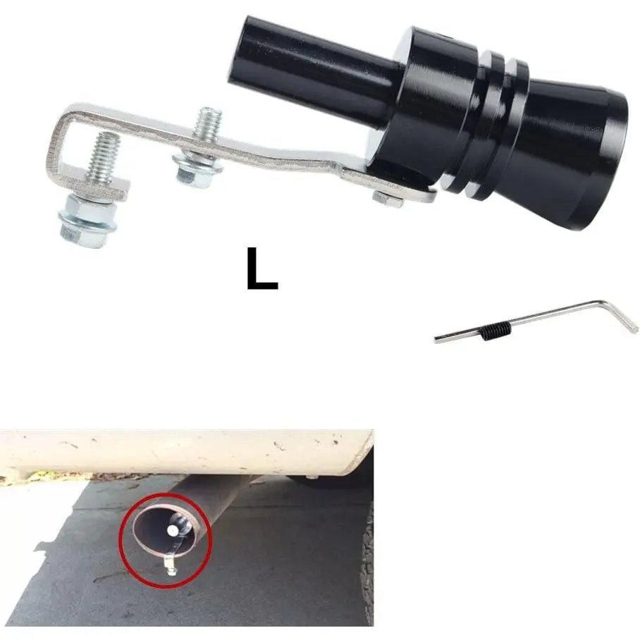 6061 T-6 CNC Machined Aluminum Universal Turbo Sound Exhaust Muffler Pipe Whistle Tip - Lightweight Car Blow Off Valve (BOV) Sound Simulator (Size L, Black), None, 6061 T-6 Aluminum