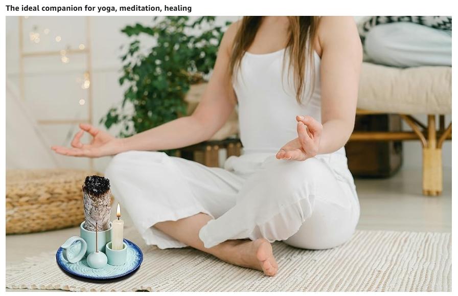 4 in 1 Ceramic Incense Burner Holder with Handle for Burning Sage, Palo Santo Stick, Joss Sticks, Candle in Your New House, Office, Yoga, Meditation Room