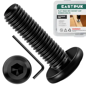 20Pcs M6-1.0 x 25mm Flat Head Socket Cap Screws Bolts 304 Stainless Steel Black Zinc Plated Furniture Bolts, Fully Threaded M6 Bolt with Hex Spanner
