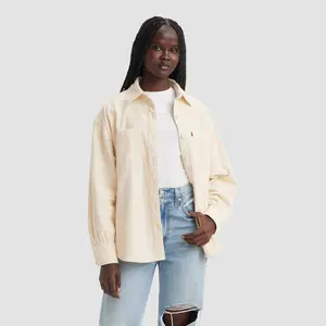 Levi's Women's Long Sleeve Orion Corduroy Button-Down Shirt - White Swan M