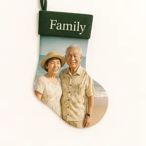 MerrySox Custom Wintergreen Christmas Stocking - Personalized Photo Stocking with Embroidered Name - Soft Plush Fabric - Perfect Gift for Family & Pets