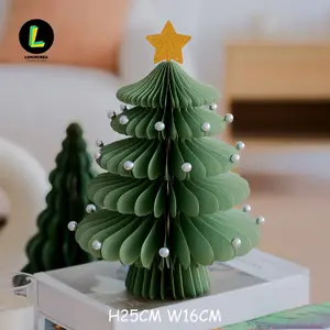 Eco-friendly Paper Christmas Tree New DIY Christmas Decoration Christmas Tree Ornament Bedroom Table Living Room Dining Table Counter Origami Mini Desktop Christmas Tree