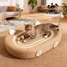 Large Natural Sisal Cat Scratcher Bed Pad - Dual-Purpose Scratching Posts, Scratcher Board, Integrated Teaser Toy, Detachable Design, Worn Edges Resistant, Claw Care for Indoor Cats, Comfortable Resting & Play Area