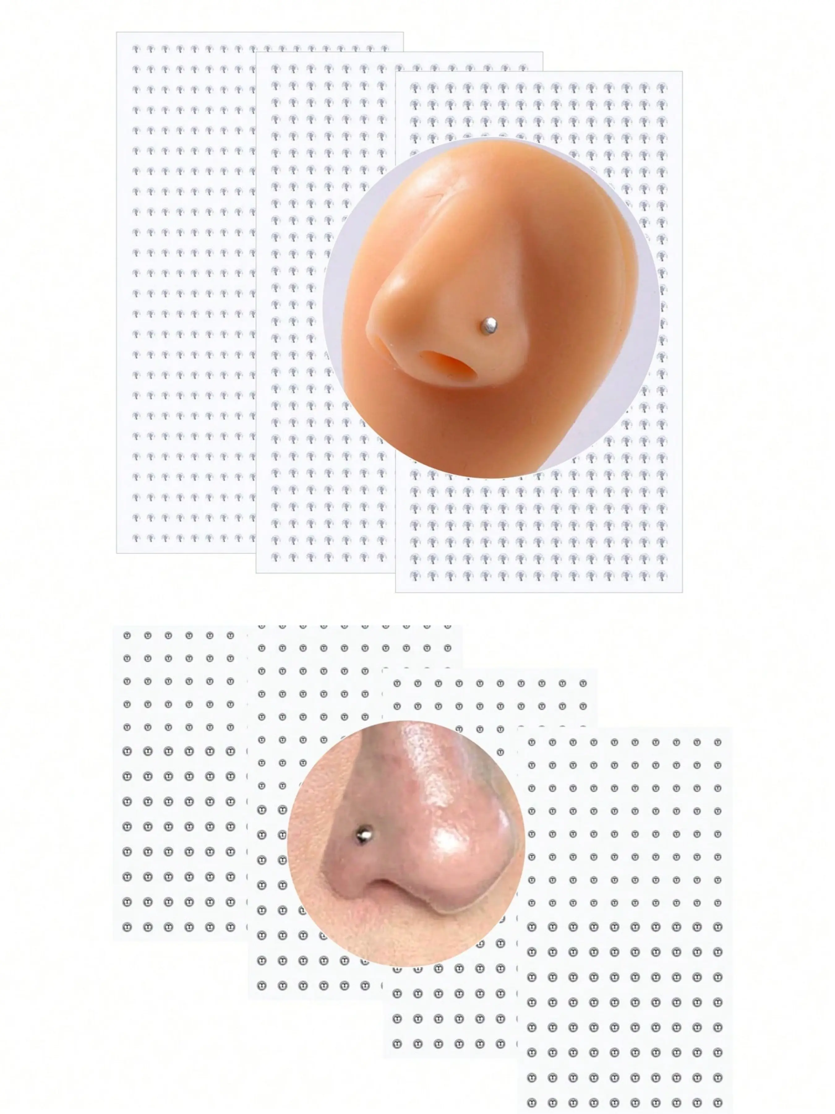 3-4 Sheets Fake Piercings Fake Nose Ring Jewelry Body Jewellery Non Piercing Fake Lip Ring Fake Nose Stud Stick On Face Gems Fake Eyebrow Piercing Fake Labret Stud Fake Belly Button Ring