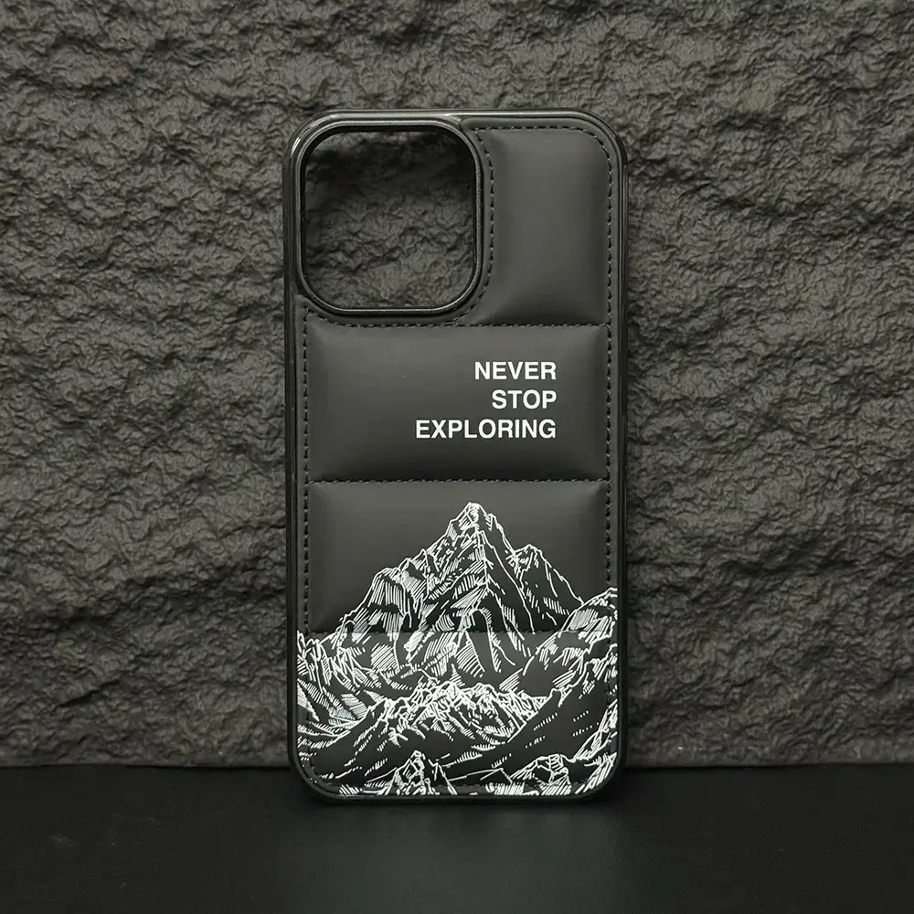 Premium Down-Filled Smartphone Casing, Compatible with iPhone 17/16/15/14/13 Pro/Plus/Pro Max, Handheld 3D Textured Surface, Drop-Shock Protection for Devices, Unisex Stylish Creative Design