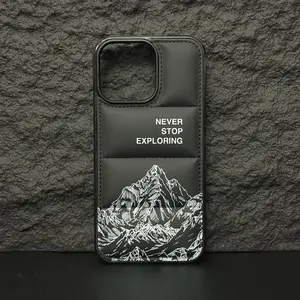 Premium down-filled phone case, compatible with iPhone 17/16/15/14/13 Pro/Plus/Pro Max. Features a textured 3D surface for a superior feel. Stylish and creative design, drop and shock resistant, unisex.