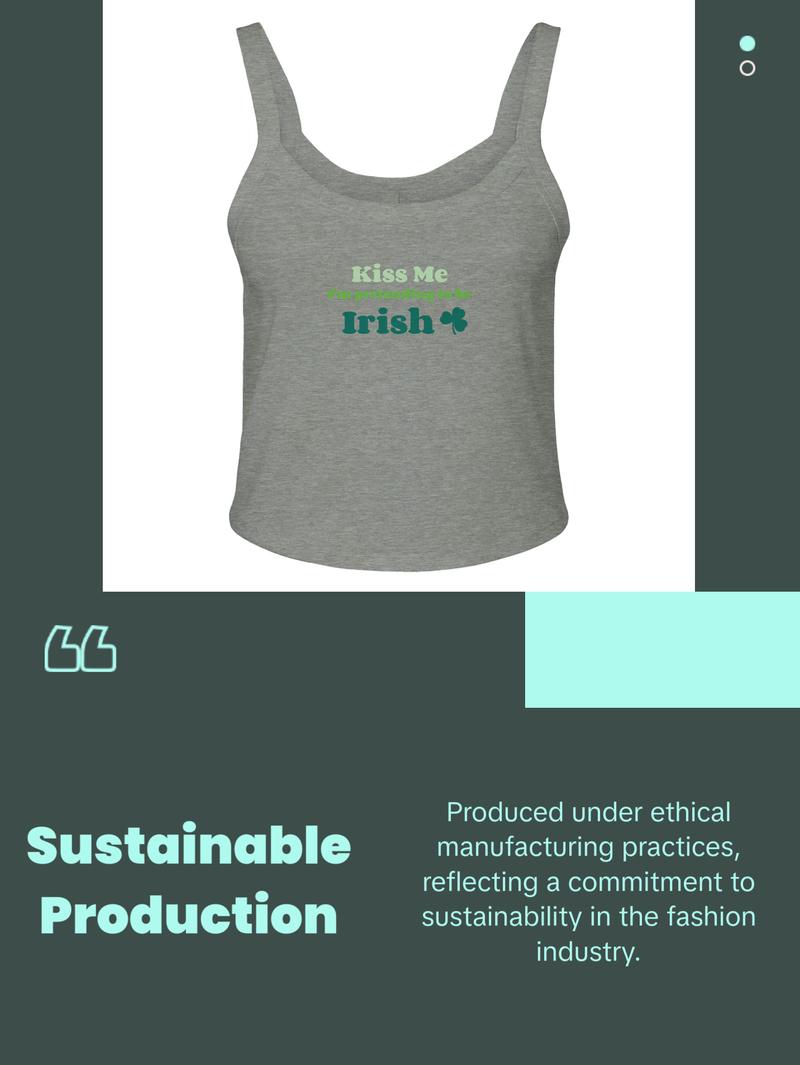 Kiss Me I'm Pretending to Be Irish Women's Micro Ribbed Scoop Crop Tank