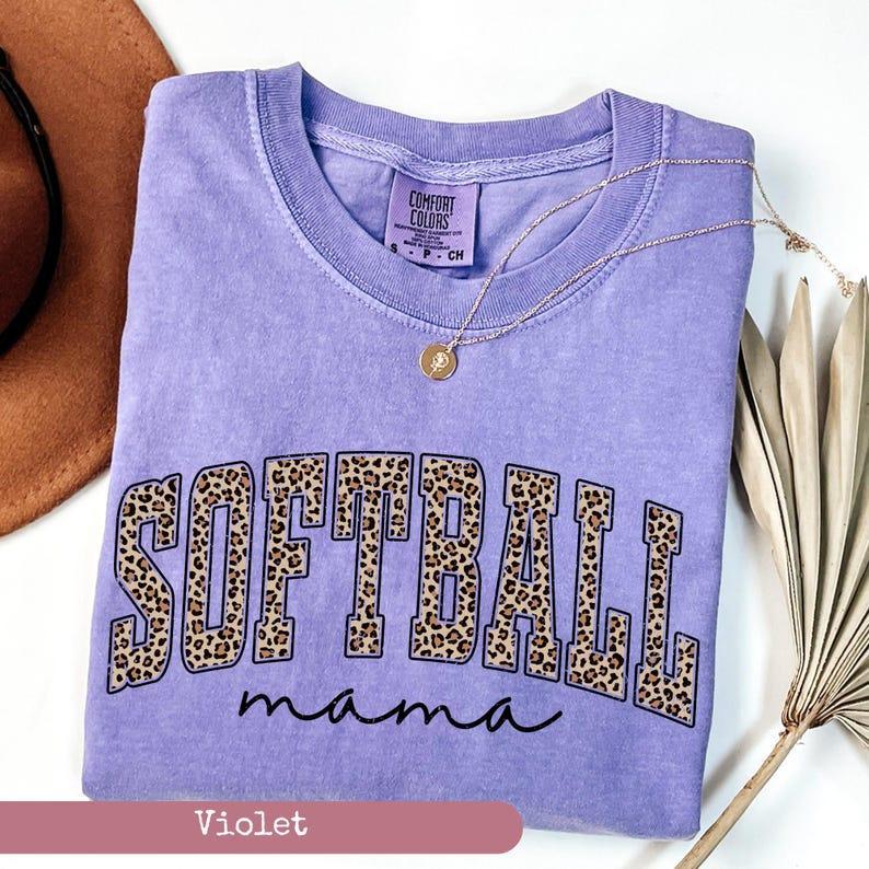 Comfort Colors Leopard Softball Mama Tee, Mothers Day Gift For Softball Mom, Gift For Softball Lover Mom Shirt, Softball Season Mom Shirt