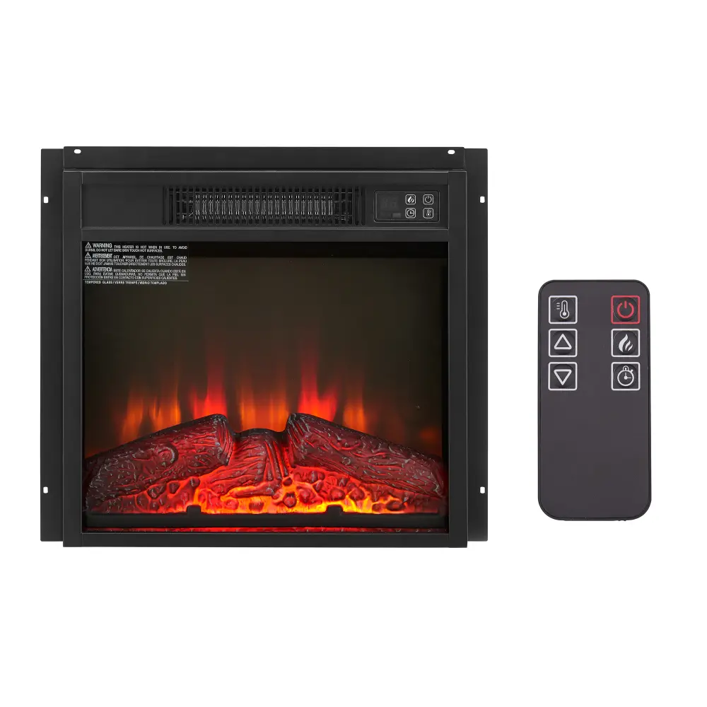 18" Electric Fireplace Insert - 1400W 120V Ultra Thin Heater with Log Set, Realistic Flame, LED Screen, Remote Control, 18" x 5.15" x 17.1" Size, 17.13 inches Wide, for Home Decor & Modern Home Decor - Black