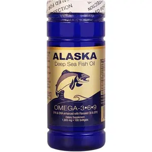 Alaska Deep Sea Fish Oil Omega‑3-6-9 | EPA, DHA, ALA, GLA from Fish, Flaxseed & Evening Primrose | 1,005 mg | Supports Heart, Brain, Joint & Immune Wellness | 100 Softgels