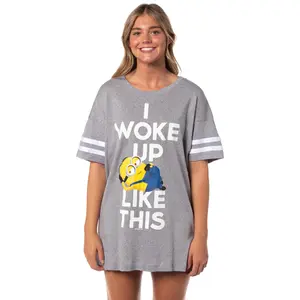Despicable Me Minions Women's I Woke Up Like This Nightgown Pajama Shirt Dress For Adults