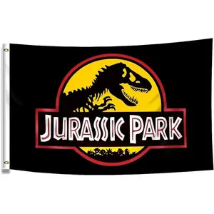 Tapestry ENMOON Jurassic Flag Park Banner Movie Dinosaur Banner Flag  Grommets For College Dorm Room Man Cave Decor Decorative Light Peach
