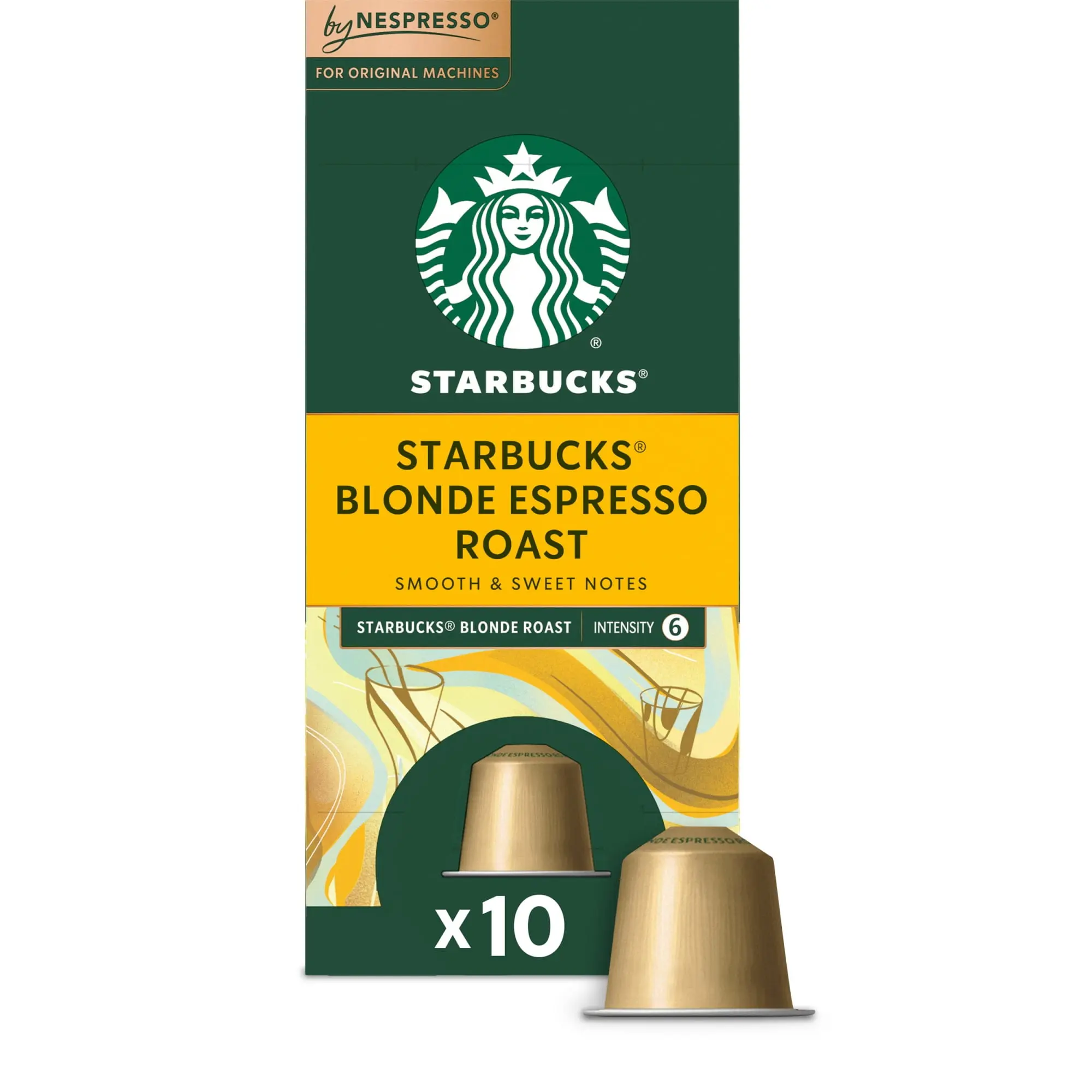 Starbucks By Nespresso Original Line, Starbucks Blonde Espresso Roast, Nespresso Pods, 10 ct