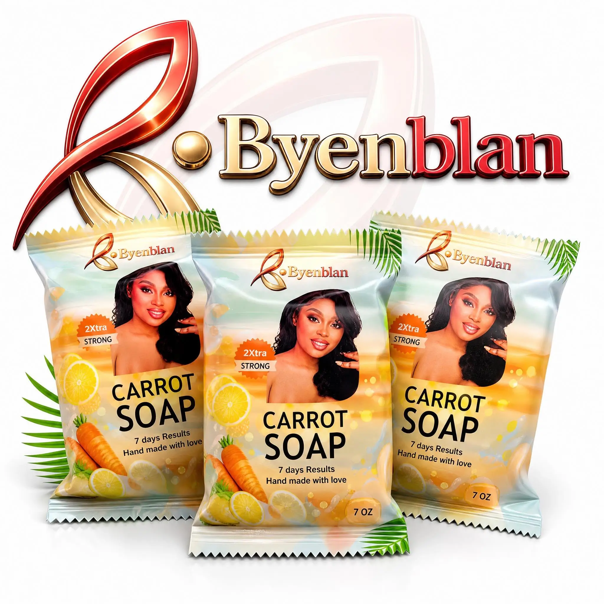 Ansley Boutik , Byenblan Sets of 3 Face & Body Carrot Soap 7 oz