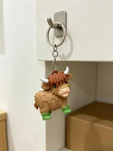 Mini 3D Stereo Highland Cow Keychain Lovely Purse Pendant Daily Car Key Decor Gift