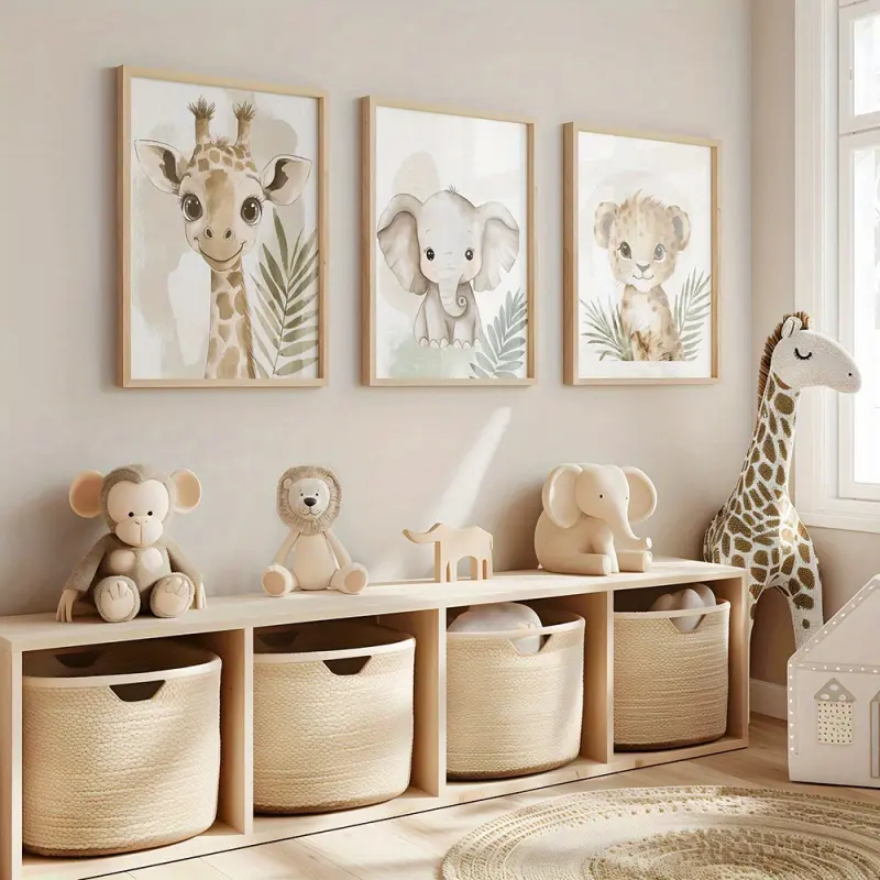 3pcs Animal Prints Set, Jungle Animal Prints, Safari Decor, Animal Wall Art, Jungle Decor, Decorative Artwork, Canvas Art for Living Room, Bedroom, Kitchen, Home Decor Products, Unframed