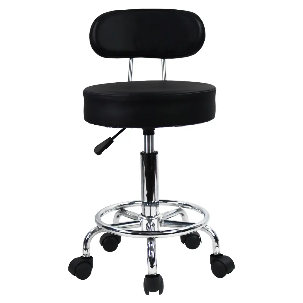 KKTONER PU Leather Mid-Back Rolling Task Chair - 360° Swivel, Adjustable Seat Height, Footrest, Casters for Office & Home Drafting, Black, Assembly Required