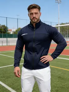 Men's New Spring Autumn Casual Running Sports Full Zip Fitness Jacket, Quick Dry Top, Comfortable and Stylish Workout Wear