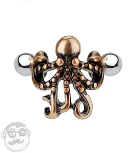 16G Rose Gold Squid Helix - Cartilage Barbell