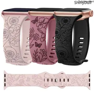 Floral Engraved Apple Watch Band - Stylish Bracelet Strap for 38-49mm Watches, Tech Accessories, Stylish Fashion Accessory