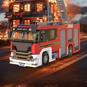 Fire Truck Building Blocks, 704pcs/box City Engineering Rescue Vehicle Model Building Blocks, DIY Educational Assembly Toy for Kids