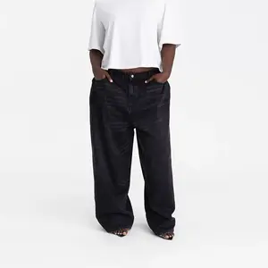 KBB by KAHLANA Women's Low-Rise Wide Leg 'The Rachel Jean' - Black Wash 20