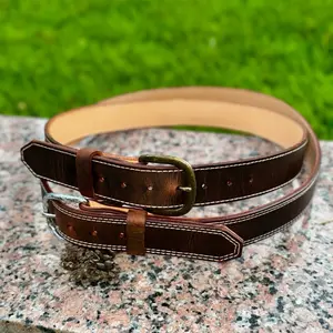 Handcrafted Full-Grain Water Buffalo Leather Belt  Key words:  Handmade adjustable leather belts vaquera  barrel racer