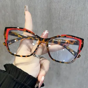 1pcs new y2k two-tone decorative eyeglass frames - non-prescription glasses - trendy cat eye sunglasses - fashionable unisex style glasses for parties and proms angular