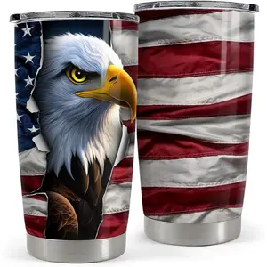 20oz USA 250th Anniversary Cross Tumbler, Patriotic Insulated Stainless Steel Portable Flask with American Flag-Cross Design, Leak-Proof Lid, Travel Drinkware