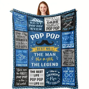 2026 Father's Day Gift Best Pop Pop Ever The Man The Myth The Legend Sentimental Flannel Blanket - Soft Cozy Warm Fuzzy Plush Throw, Perfect Birthday Christmas Gift for Pop Pop Grandpa Grandfather New Grandpa Bedroom Sofa Living Room Home Decor