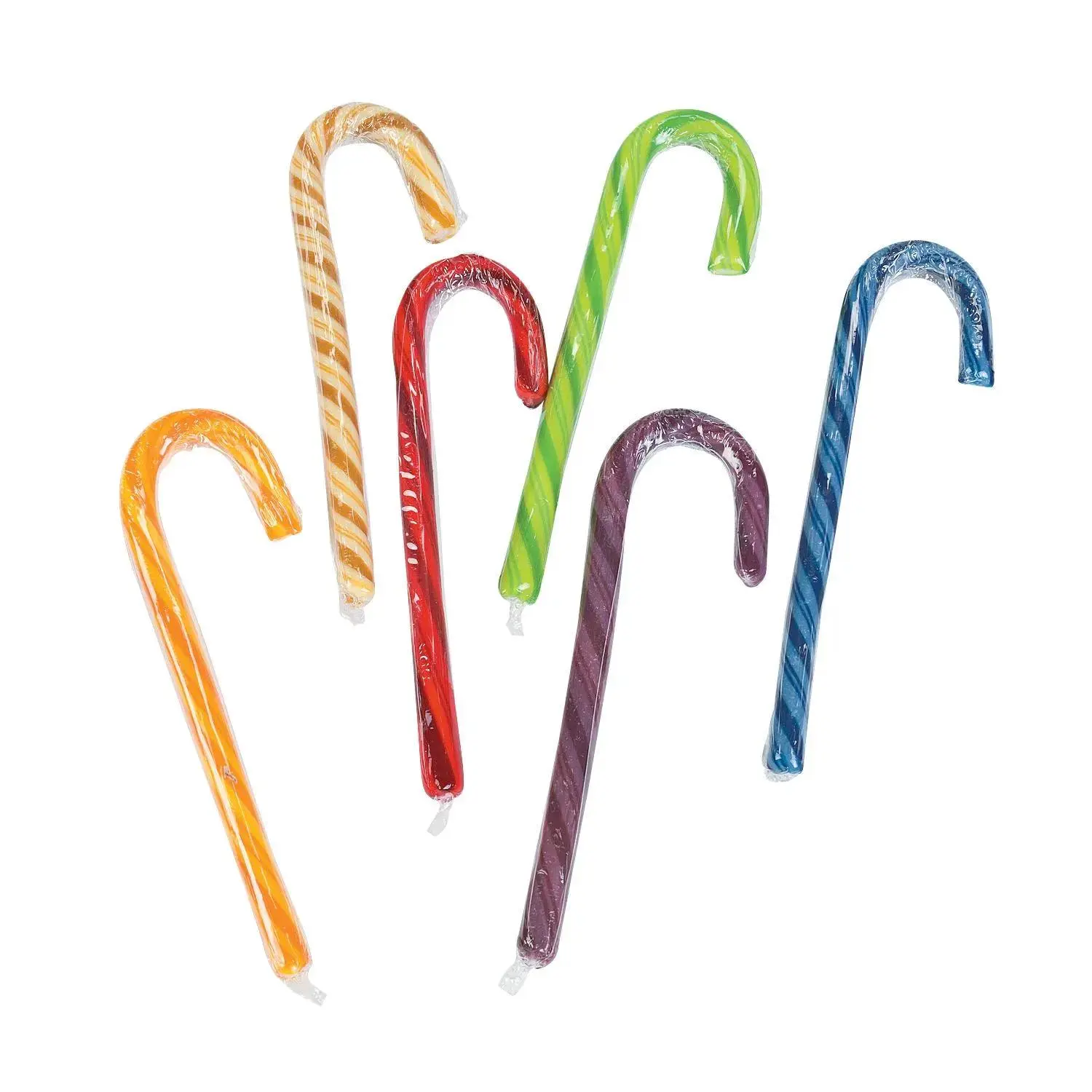 5 3/4" 10 oz. Cinnamon, Butterscotch & Fruit Candy Canes - 24 Pc.