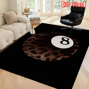 2D flat number 8 pattern on leopard print background washable carpet, fashionable and durable, suitable for living room/bedroom/indoor and outdoor entrance, home/hotel/cafe mat, perfect party decoration, Leopard Print Rug