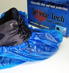 Service Tech Disposable Shoe & Boot Covers for Service Techs - Blue Polypropylene Boot Covers for Plumbers & Lab Techs - 40 Pairs or 80 Single Boot Covers - Anti-Skid, Durable, Breathable, and Comfortable